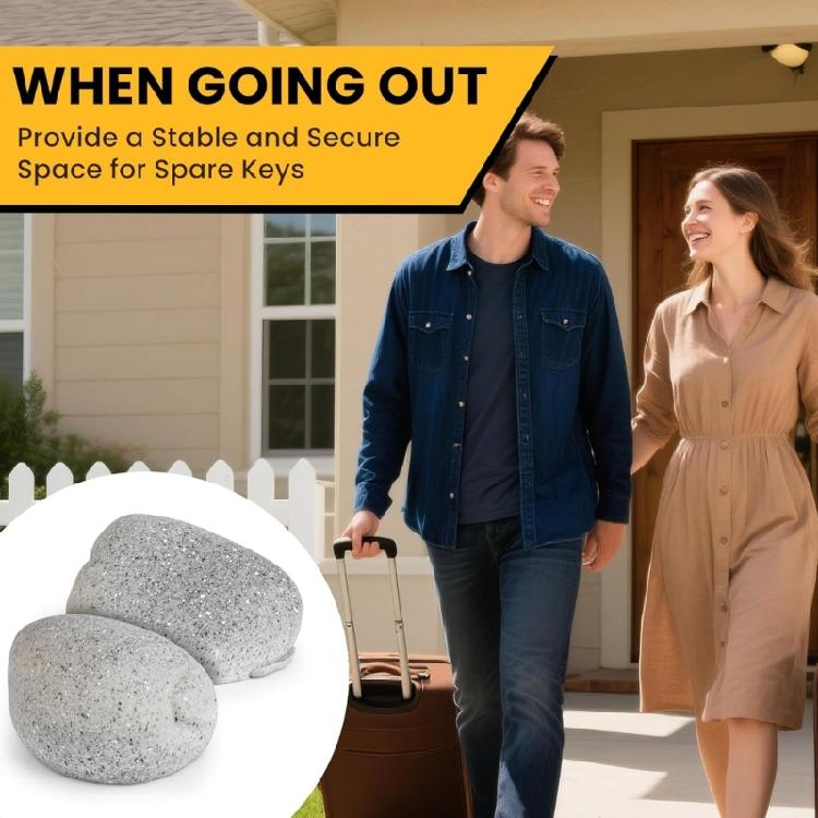 Durable Polyester Resin Concealed Key Holder That Looks Like A Real Garden Stone Rocks Style Concealed Storage Case