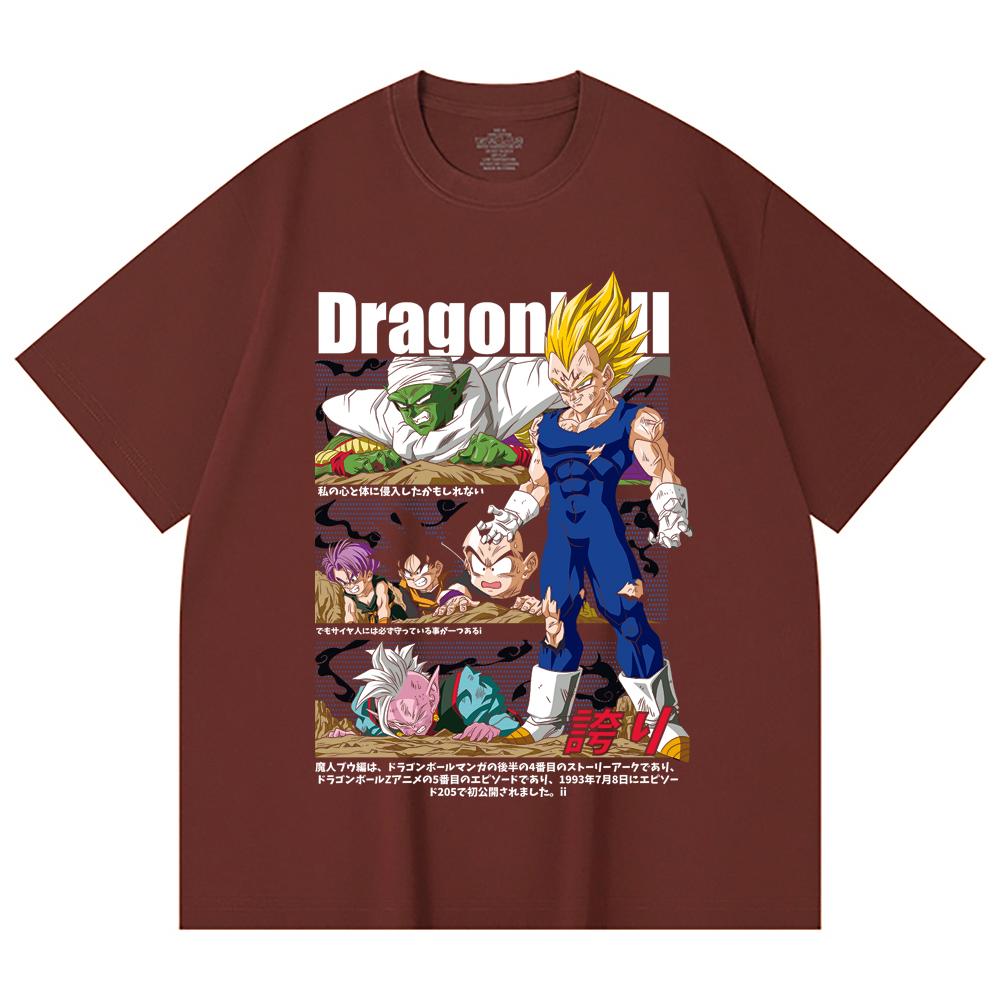 230 Gsm 100% Cotton Dragon Ball V6 Majin Vegeta Print Unisex Heavy Cotton T Shirt