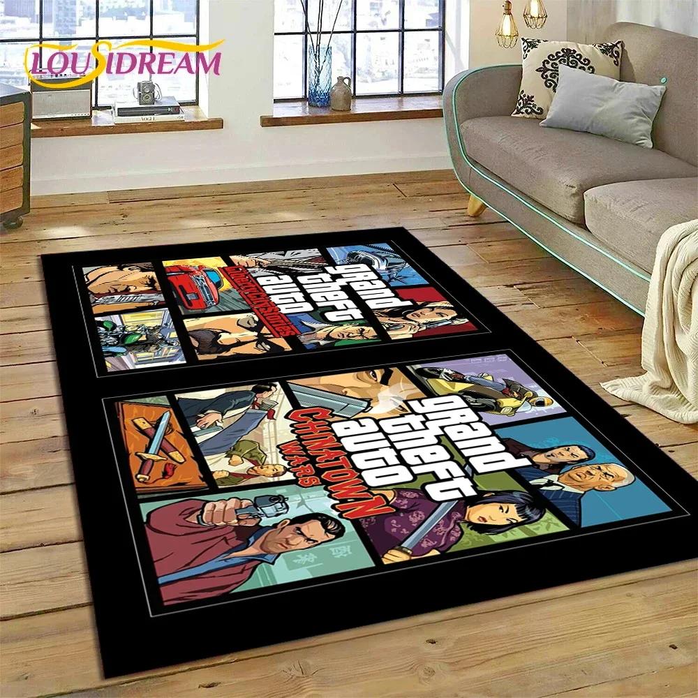 3D GTA Spiel Grand Theft Auto Gamer Teppich für Schlafzimmer Wohnzimmer Zuhause Sofa Dekoration, Kinder Spiel Große Dekor Bodenmatte