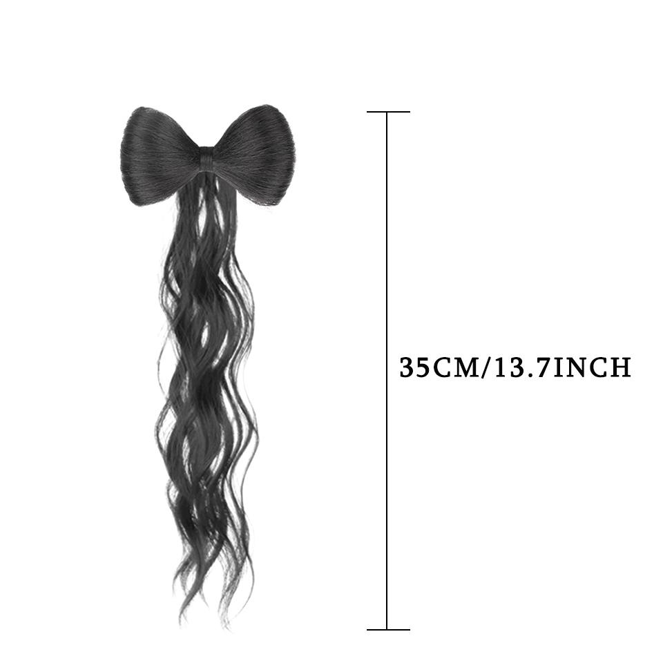Syntetisk chignon sløyfe hestehale klips i hårforlengelser Naturlig falskt mørkt brunt hår Hårnåler Bånd Tilbehør for kvinner