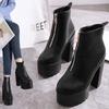 Μόδα 14CM INS Δερμάτινες Γυναικείες Μποτάκια Αστραγάλου Πλατφόρμα Ψηλά Τακούνια Μαύρο Λευκό Κοντά Μποτάκια Χειμώνας Γοτθικά Πανκ Τακούνια Παπούτσια Πάρτι Κυρίες