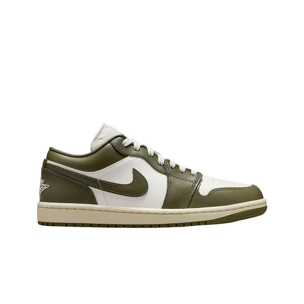 Zapatillas Air Jordan 1 Low Medium Olive para Mujer Verde Vela Leche de Coco DC0774-122