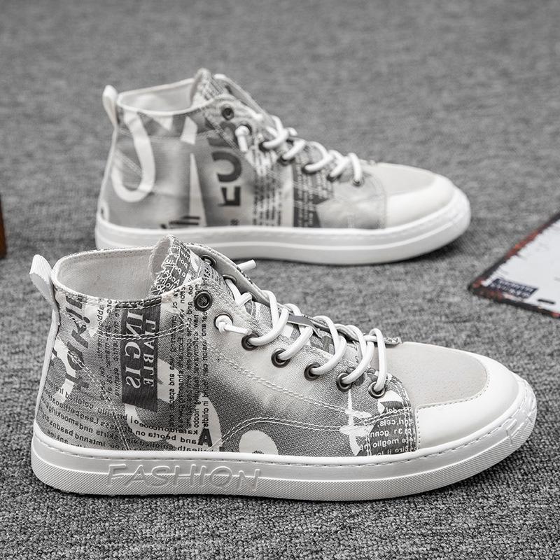 New Fashion Men's Shoes Trend High-top Canvas Shoes Student Casual Shoes Men Trendy Shoes