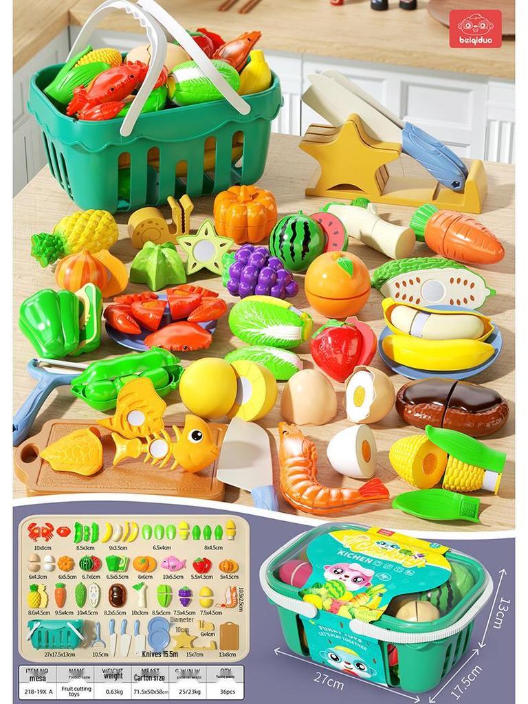 Peelable Pretend Play Fruits & Veggies Set - Fun Kitchen Toy for Children