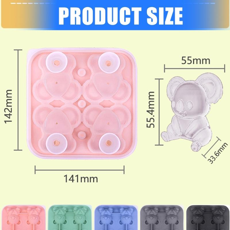 Einfaches Auslösen von Eisformen Flexible Silikon-Eiswürfelmaschine Einzigartige Koala-Form Eiswürfelbehälter für Suppen-Gefrierfächer Wein Saft Langlebig
