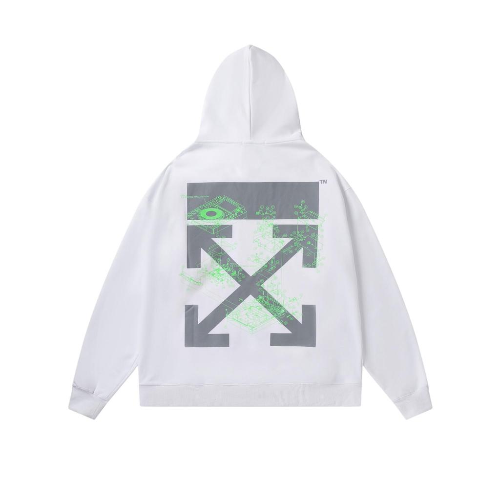 Yüksek Kaliteli Trend OFF WHITE Basic Ok 3D Baskılı Kapüşonlu Sweatshirt