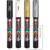 Mitsubishi Pencil Water-based Marker Posca PC-1M Ultra Fine Black, White, Gold, Silver, Set of 4 ...