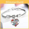 Inlaid Members Family Colorful Rhinestone Love Heart Gift Bracelet