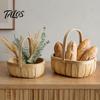 Oval Storage Bin Handmade Woven Wood Basket, Organizer with Reinforced Handle, Natural Chip Large Capacity for Kitchen And Home Decor Farmhouse Floral