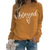 Women's Crew Neck Long Sleeve Loose Fit Sweatshirt Letter Print Casual Oversized Top