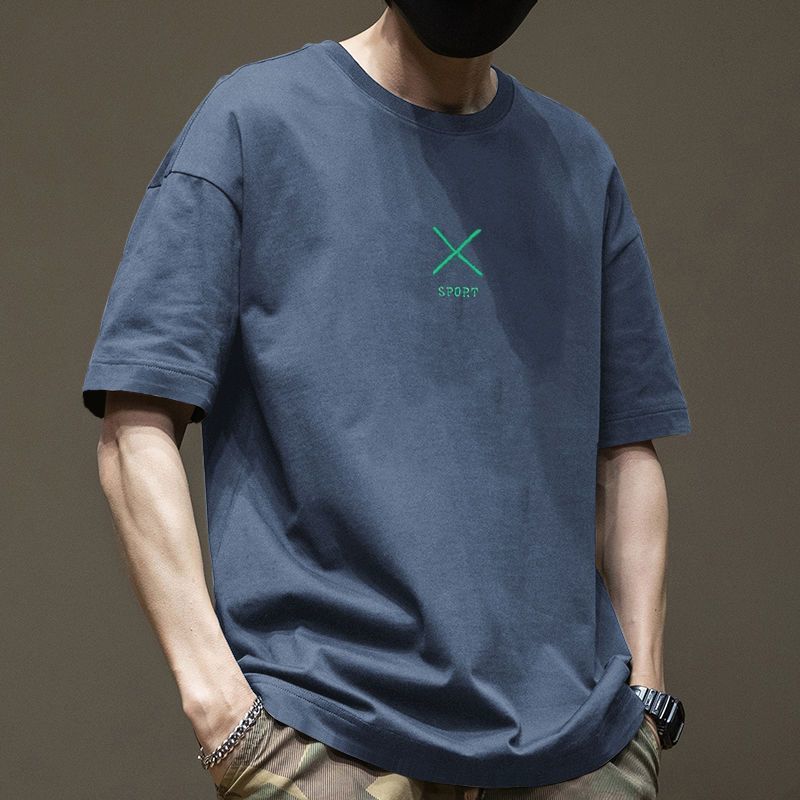 fashion Japanese and Korean summer short sleeved men's fashion brand printed half sleeved t-shirt fashionable trend with loose fit