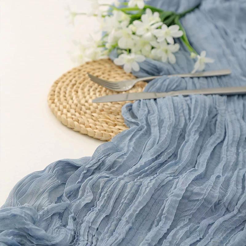 90x300 cm pletená látka běhoun Svatební narozeninová oslava banket dekorace gázová látka voálový ubrus Twist table cover