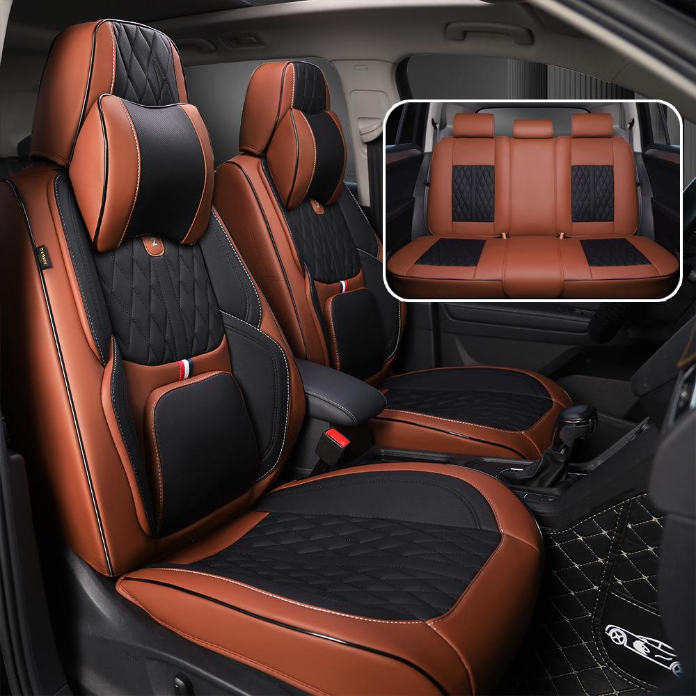 Universal Nappa Leather Car Seat Cushion Set: All-Season, Full Surround, Five-Seat Cover