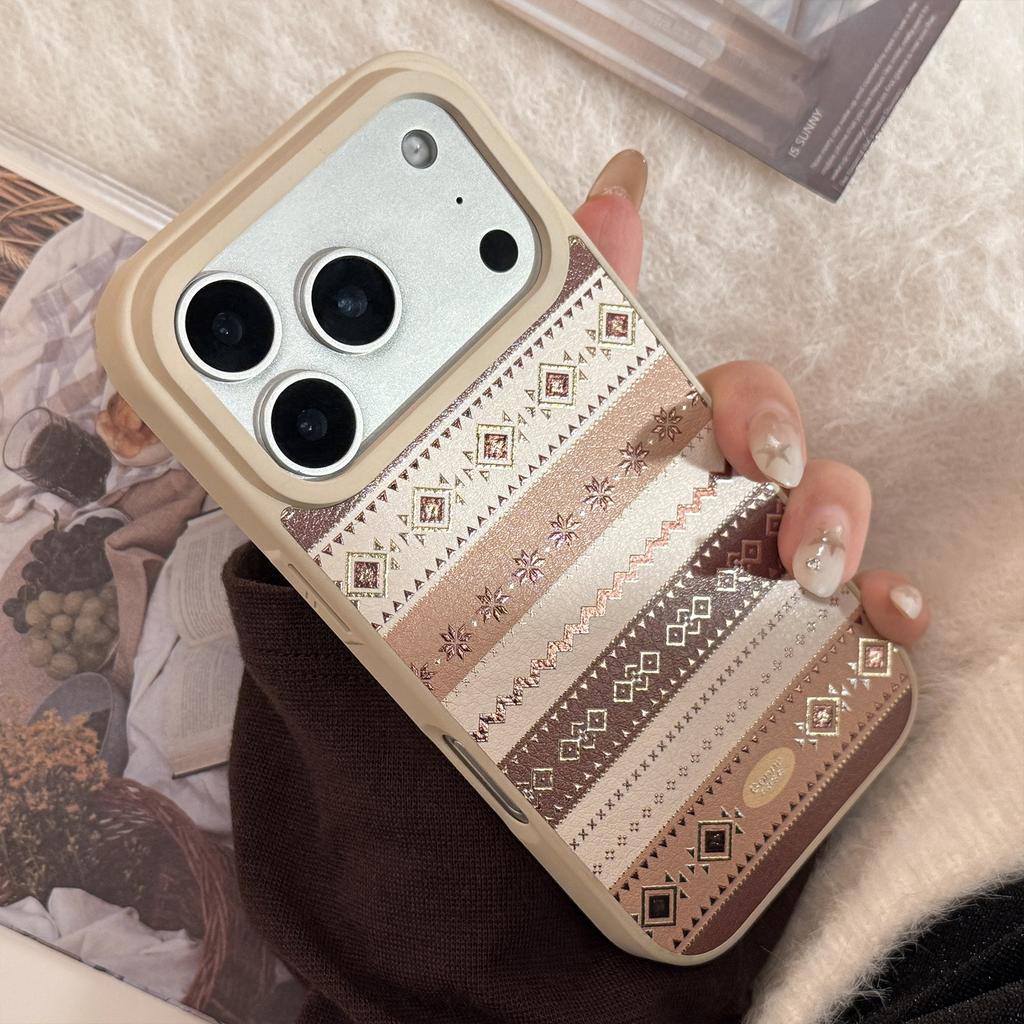 Vergoldetes Leder für Apple 17promax Handyhülle 16 für IPhone 15 Personalisierte braune Textur 13 für Huawei für Samsung
