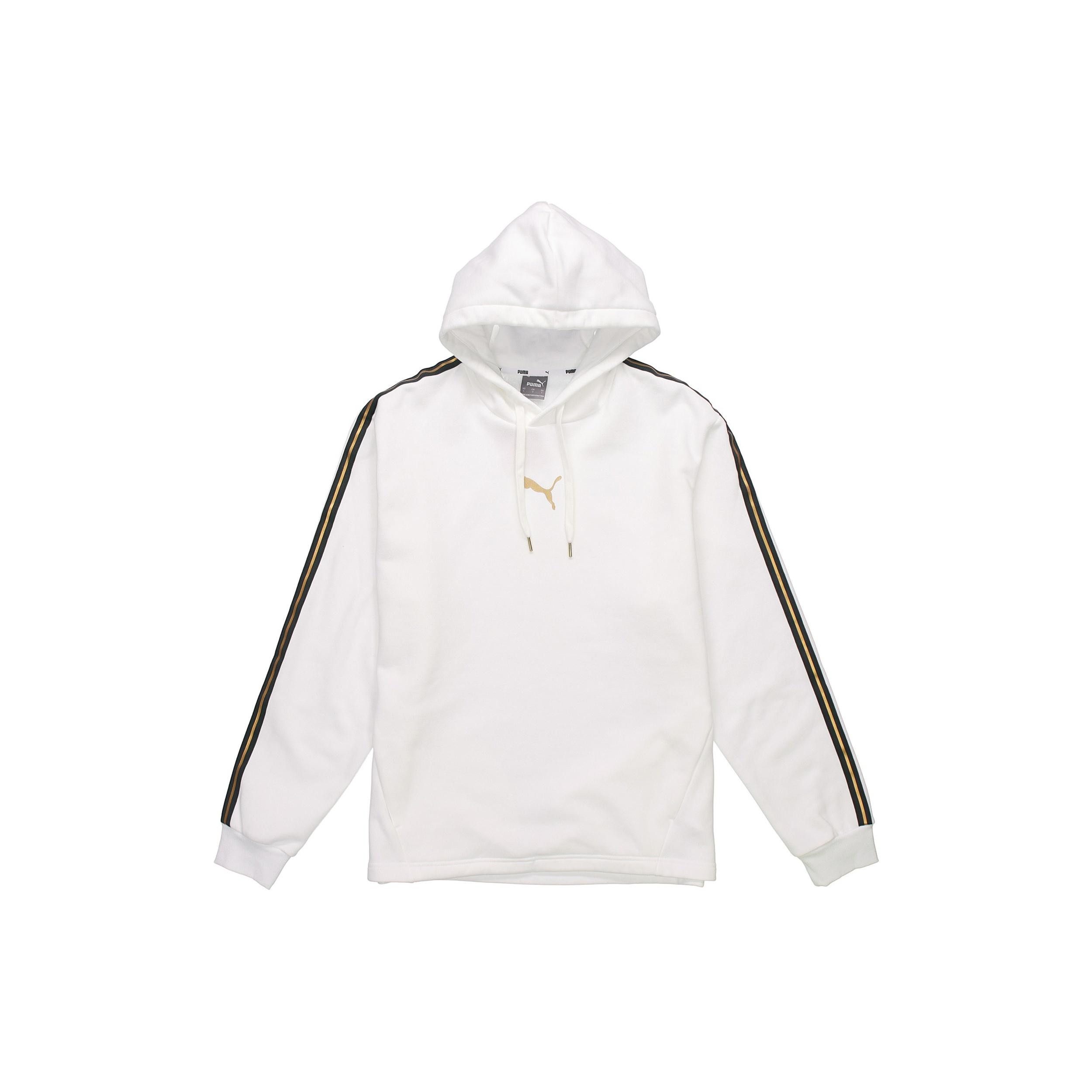 PUMA Bronzing Printing Fleece Lined Stay Warm hooded Knit White Men s 587139-02 XS