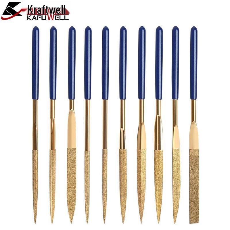 Kraftwell 10-Piece Titanium-Plated Diamond File Set 4x160mm