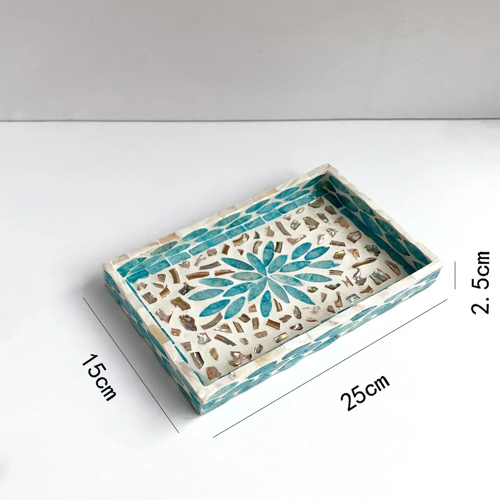 

Rectangular Shell Tray Oval Colored Shell Storage Plate Living Room Cake Cafe Restaurant Storage Decorations Jewelry Organizer