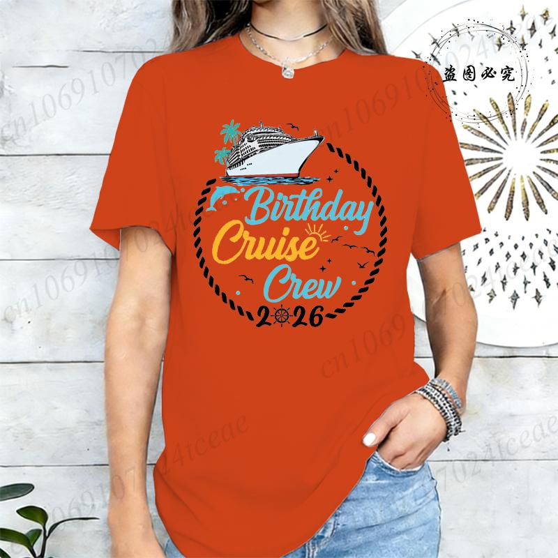 Birthday Crew 2026 Shirts,My Birthday Cruise Crew T-Shirts for Women,Family Party Tops Tees,Friends Cruise T-Shirts,short Sleeve