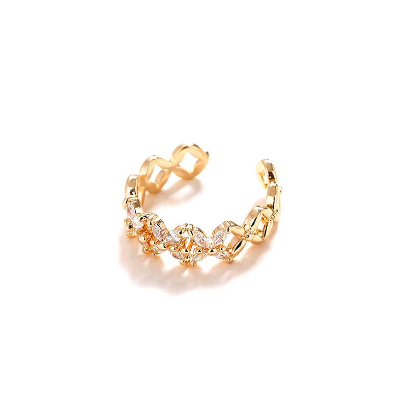 Women's Real Gold Plated Copper Zircon Inlaid Open Ring - Trendy Niche Design, Light Luxury, High-End Cold Style