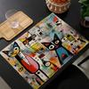 4PC, Placemats, Colorful Abstract Cat Art Printed Placemats, Festive Dining Table Mats