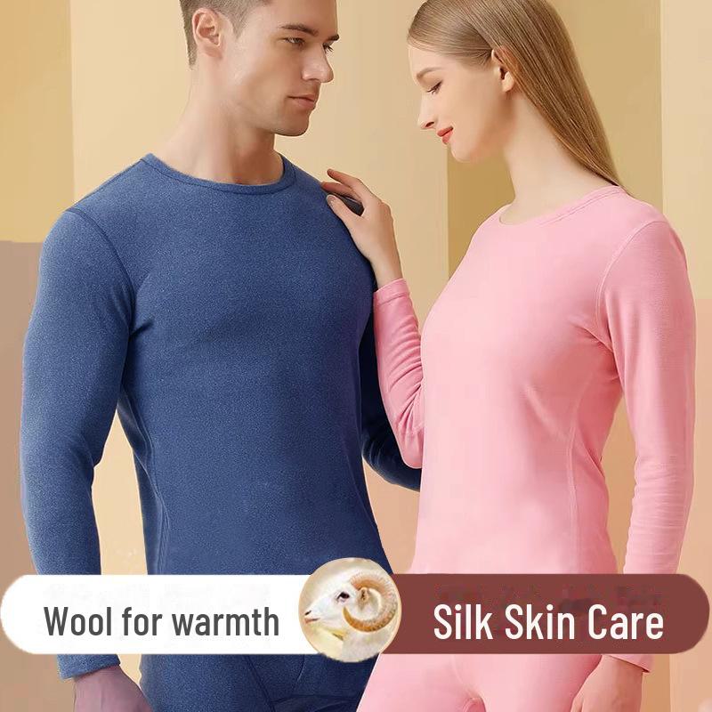 

«Теплый осенний наряд из шерсти и шелка 2024 года»: Нижнее белье унисекс с начесом и универсальная майка Men s, XXXL темно-серого