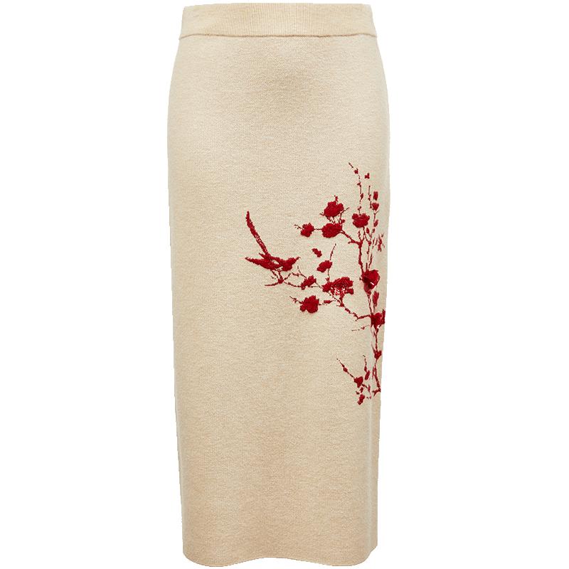 VEROMODA Women s New Chinese Style Beaded Jacquard Mid-Length Skirt S