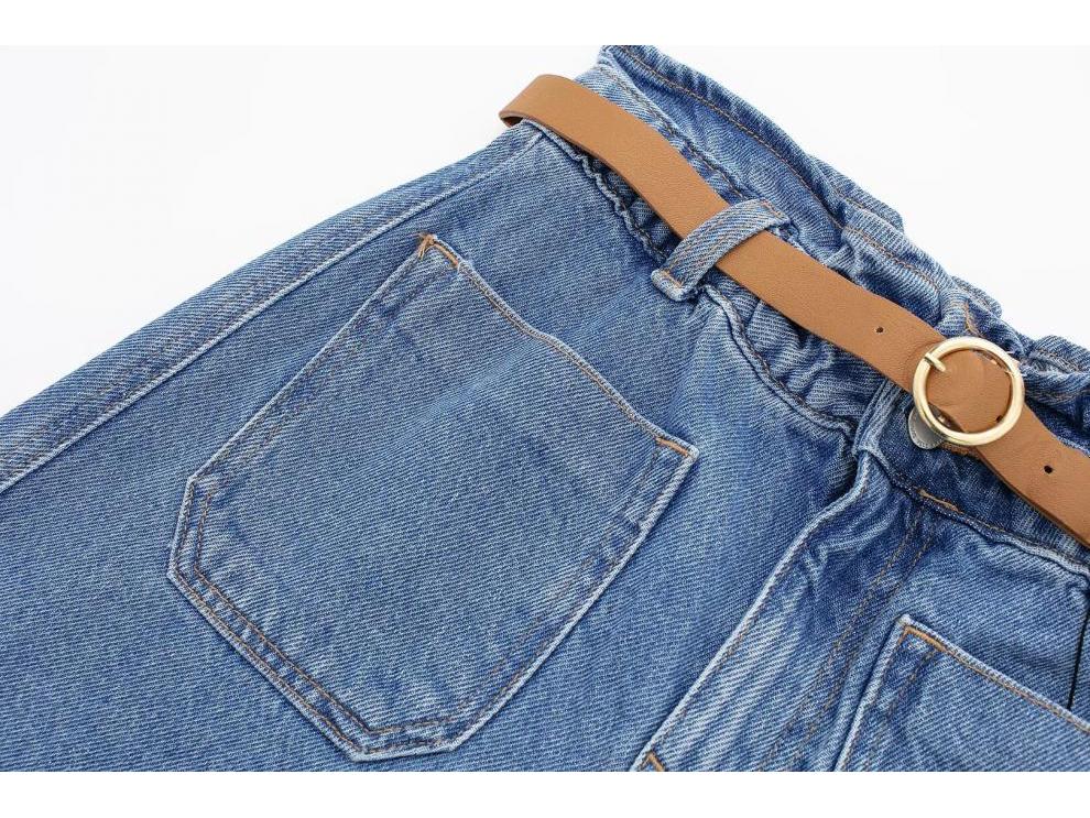 Summer European & American Women's Belted Casual Denim Shorts