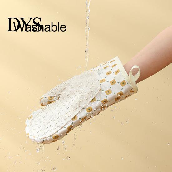 Kitchen Oven Mittens 1/2 Pcs Rough Palm Non-Slip Heat Resistant Protective Cooking Lightweight Anti-scalding Great Friction Cartoon Print Baking