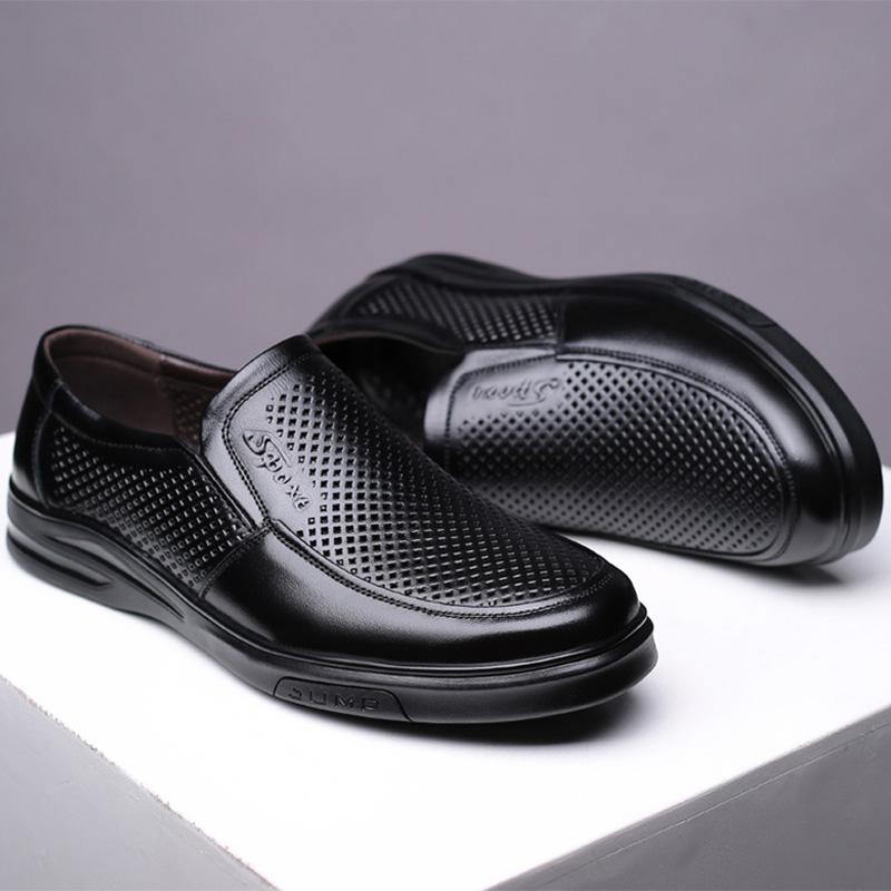 Genuine Leather Shoes Men Spring Summer Footwear Cow Leather Mens Casual Shoes Brand Male Business Shoes Black Brown