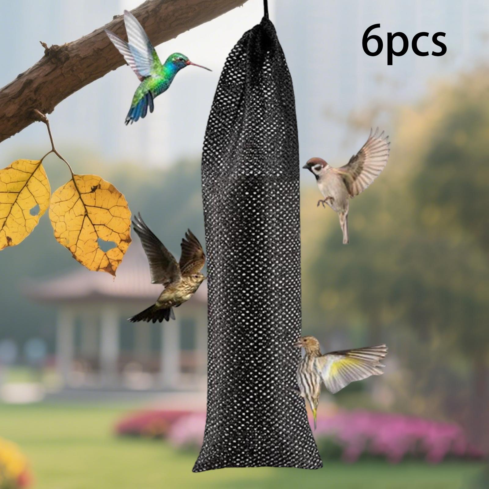 

6Pcs Finch Sock Feeder Wild Finch Feeding Hanging Feeding Net Easy Cleaning Bird Feeder Net Bag Thistle Seed Feeder Sack чёрный