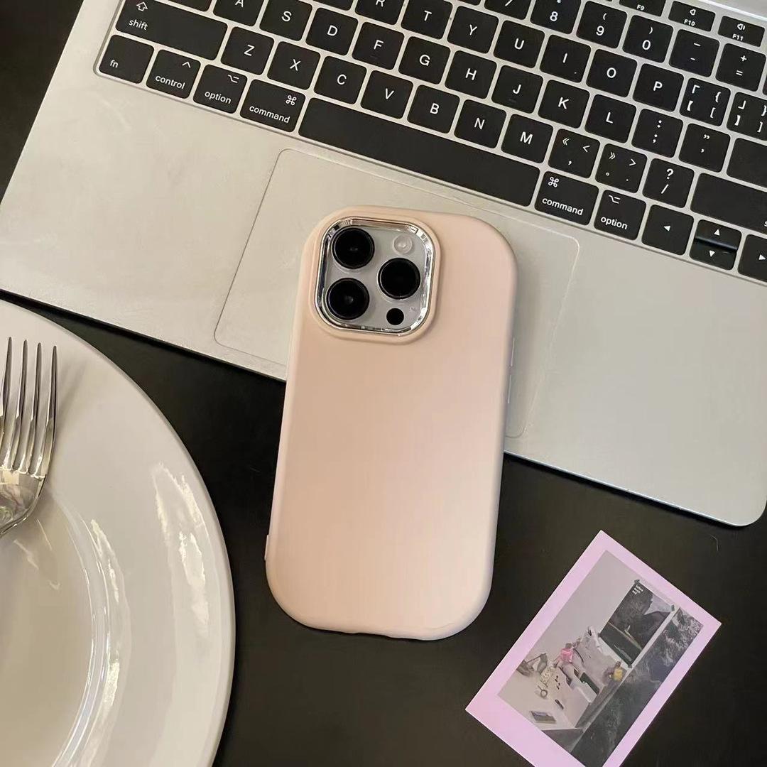 

Applicable To IPhone 15 Mobile Phone Case Solid Color Macaron 14pro Soft Shell 13p Advanced Creative Electroplating 12 Protection Case Apple 15Plus розовый