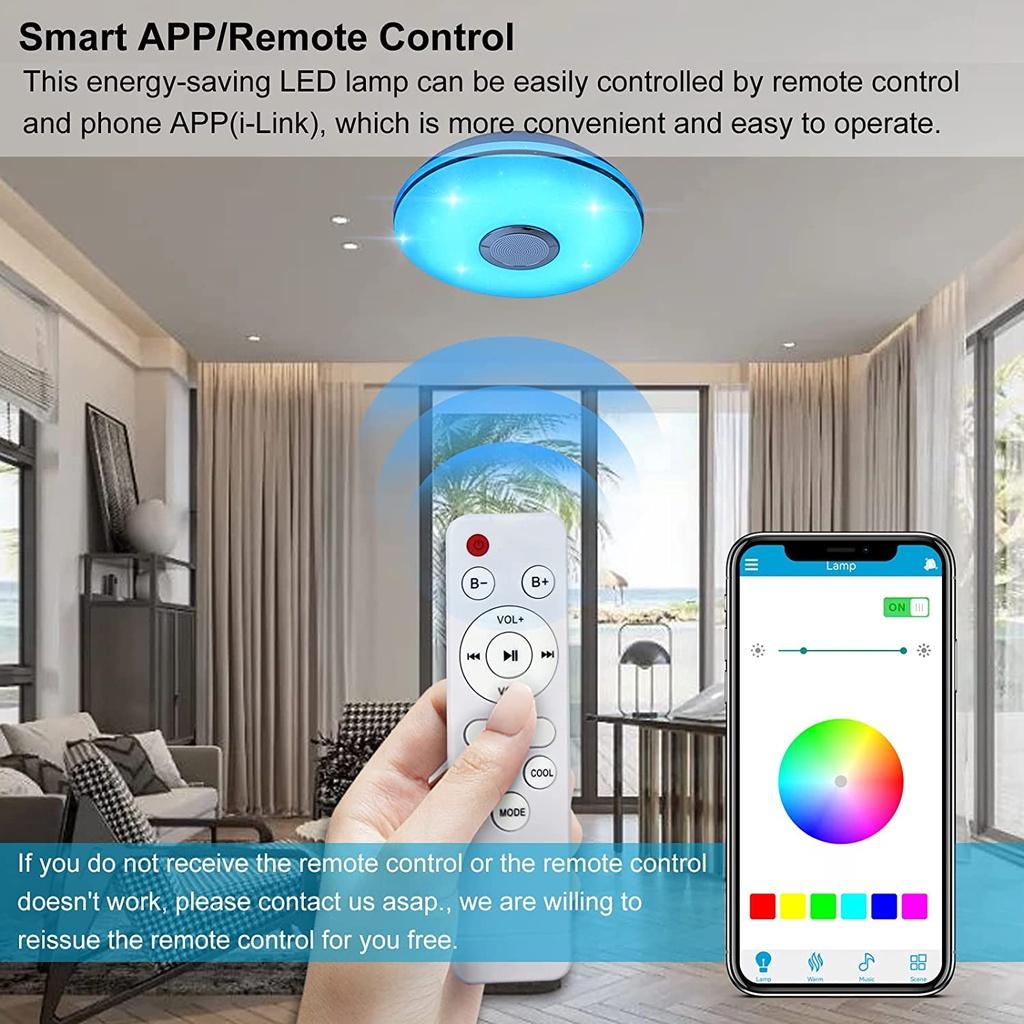 300W 12.99inch LED Bluetooth Music Speaker Lamp Remote+APP Control RGB Ceiling Lights Dimmable Modern Smart Home Party LED Ceiling Lights