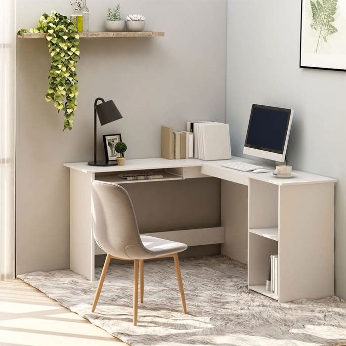 Maison Exclusive - Witte L-vormige hoekbureau 120x140x75 cm