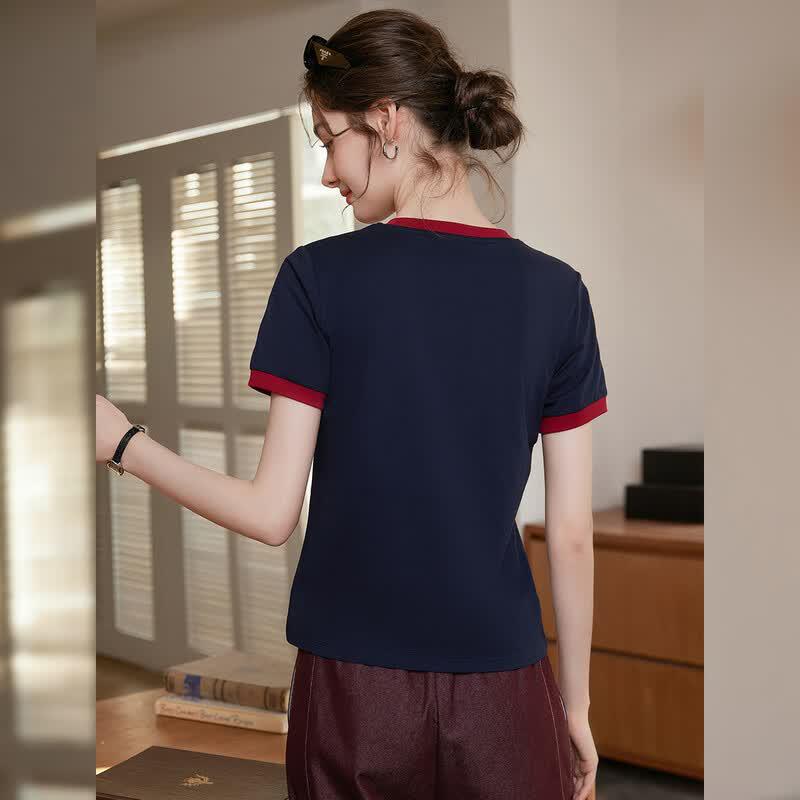 T-shirt da donna Bailuyu con stampa a contrasto