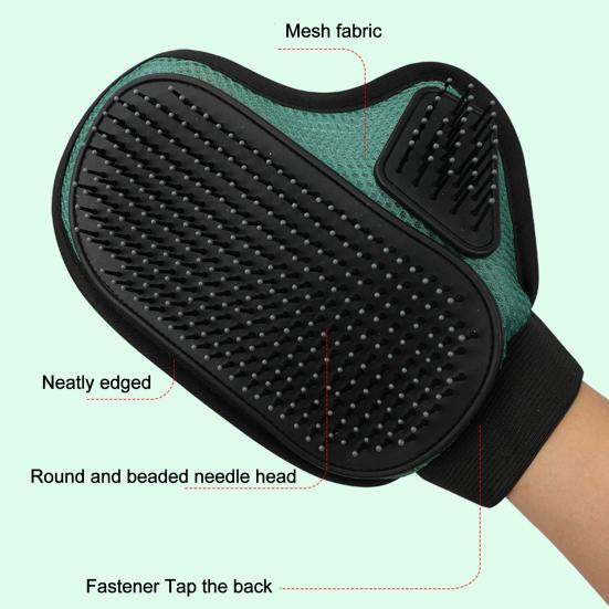 Pet Cleaning Gloves with Pet Grooming Gloves Wrist Strap Double-Sided Shedding Gloves