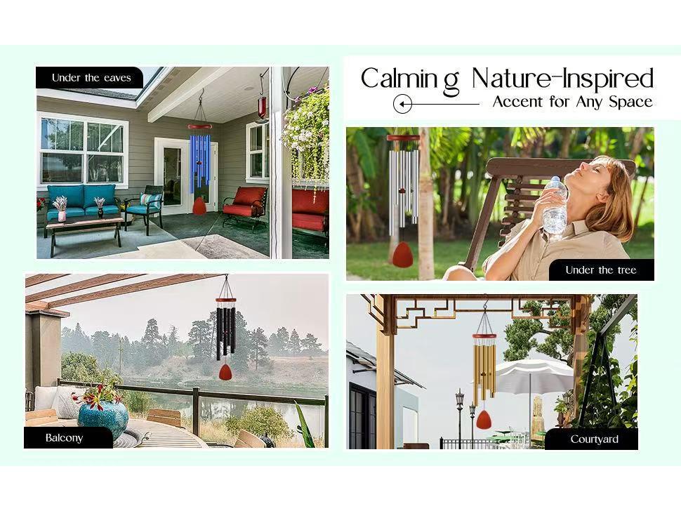 37in Classic Metal Wind Chime - Memorial & Outdoor Decoration Gift