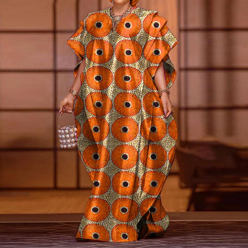 

Жіноча вільна сукня великого розміру з V-подібним вирізом і короткими рукавами 2XL помаранчевий