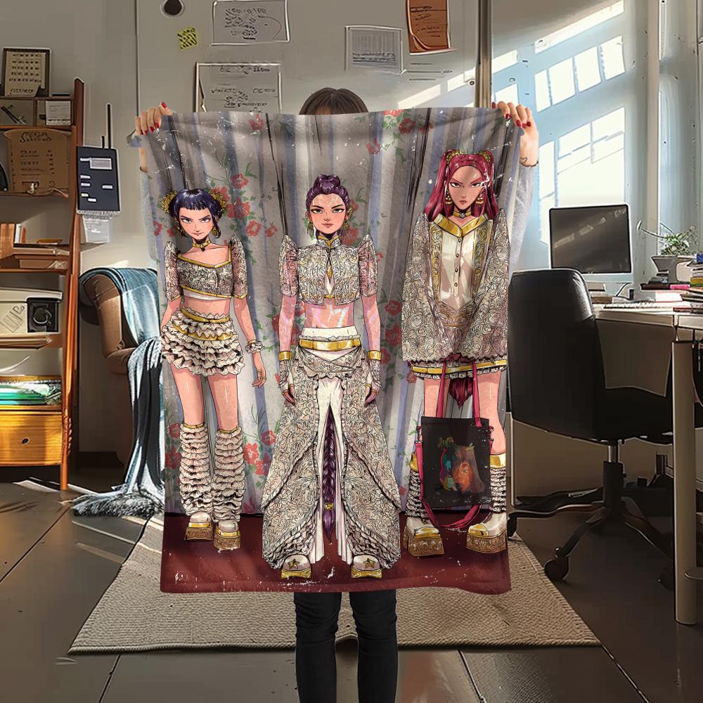 1pz Coperta in Flanella con Stampa Kpop Demon Hunters, Alta Qualità, Per Tutte le Stagioni, Decorazione per la Casa, Calore e Comfort, Perfetta per Regali di Natale