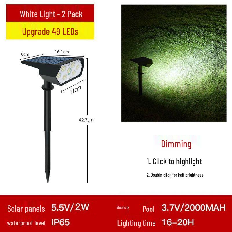 Waterproof Solar Spotlight for Garden Landscape - Super Bright Outdoor Lawn and Tree Light with Ground Plug