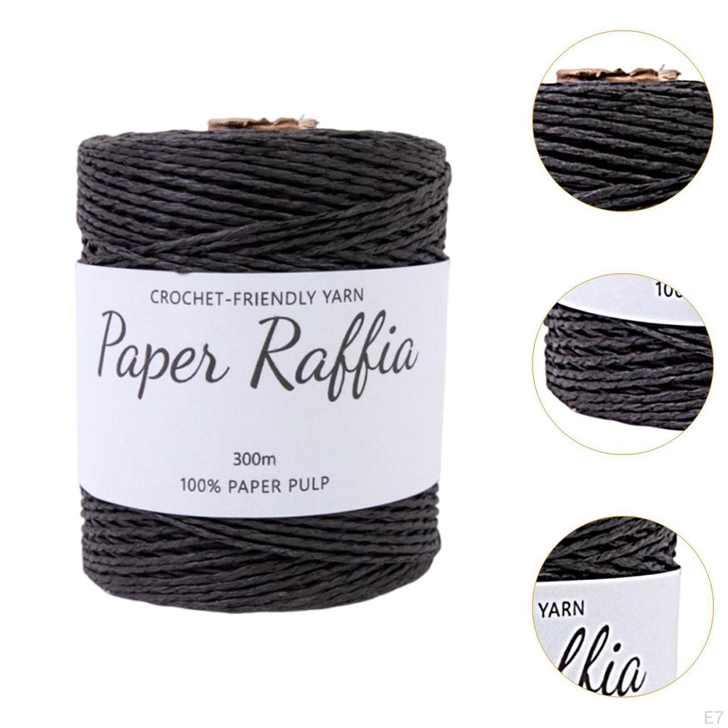 Cotton Raffia Yarn 328 Yards Lightweight Round String Soft for Crocheting Bags DIY Crafts Beach Hat