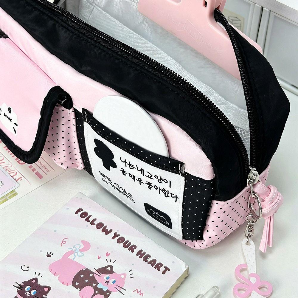 Polka Dot Design Pen Bag Large Capacity Stationery Bag Pencil Pouch  School Supplies