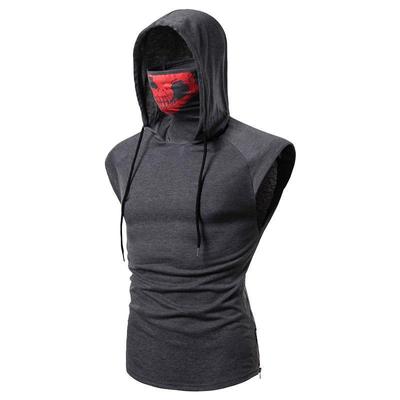 Spring and Summer Personalized Elastic Fitness Men's Ninja Suit Hooded Sleeveless Vest Mask Riding