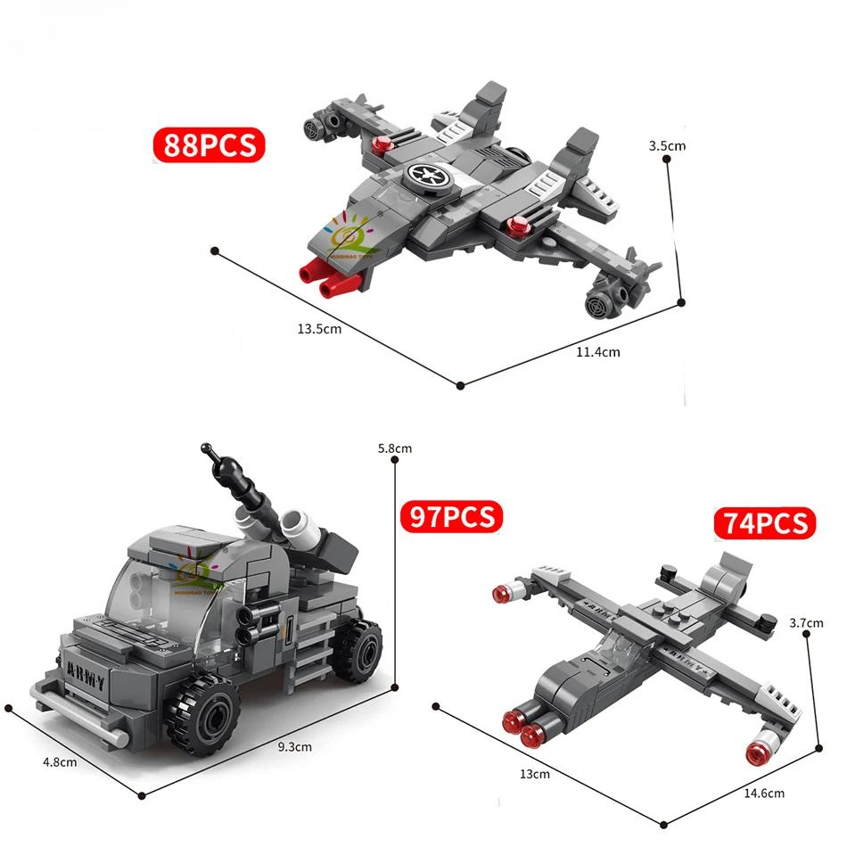 Military Tank 648pcs 6in1 Building Blocks Set Truck Plane Army Bricks City Construction Toy For Children Kids Game