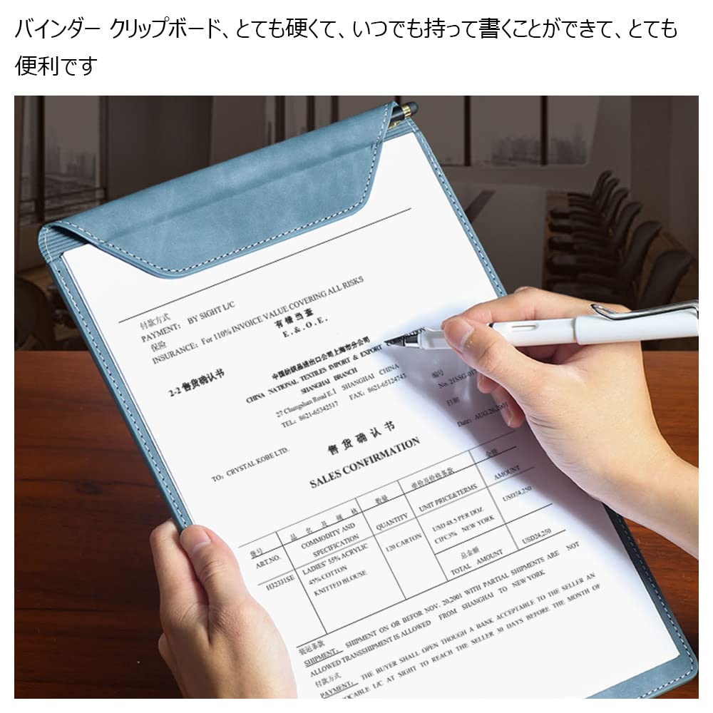 Costowns Binder Clipboard, A4 Clip File, Thick PU Leather with Pen Holder, Holds 20 A4 Sheets of Paper, Office Supplies, New Job Gift, CT-63 (Black)