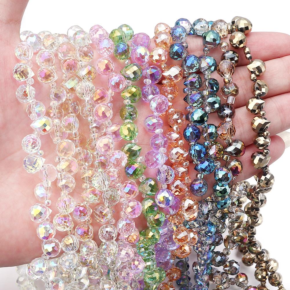 50 Stück/Los Bunte Kristallperlen AB-Farbe Erdbeere Lose Abstandshalter Facettierte Perle für Schmuckherstellung DIY Halskette Ohrringe Armband