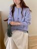 Gold Buckle Raglan Sleeve Wool Cardigan - Women's Pure Color Loose Knit, Long Sleeve Sweater Outerwear for Autumn-Winter.