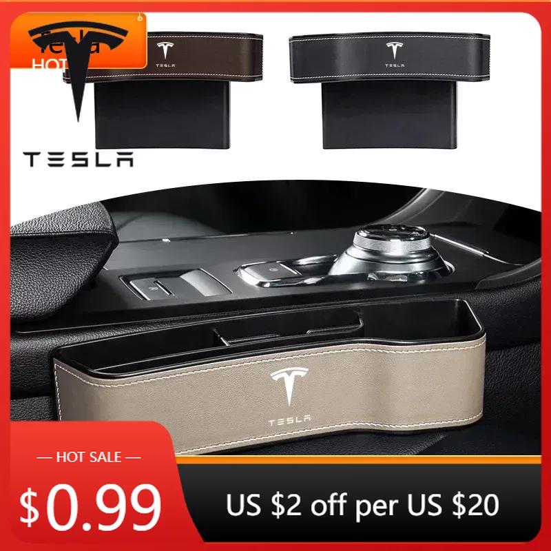 Car Sticker Tesla High Capacity Car Leather Seat Gap Storage Box For Tesla Model 3 2021 S X Y Style Roadster Invader Coil Mod WY