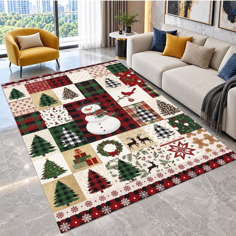 Tappeto da Pavimento a Tema Natalizio, Morbido Tappeto da Zona, Decorazione per la Casa Indoor di Natale per le Feste