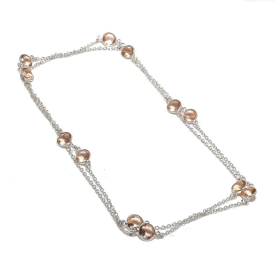 

Natural Morganite Gemstone 925 Sterling Silver Jewelry Necklace 18 E5L39