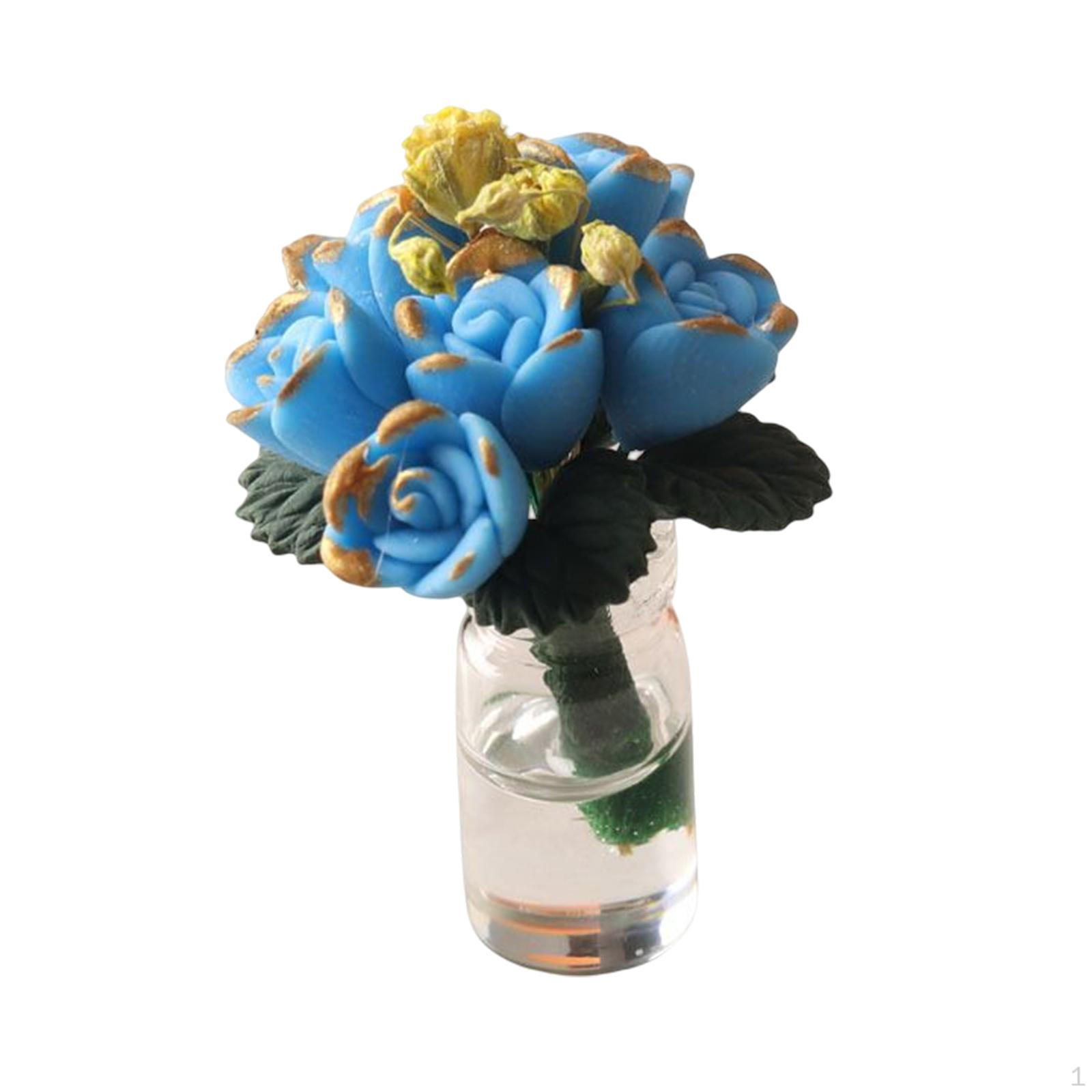 

1/12 Mini Potted Plant Flower Model Dollhouse Furniture Life Scene Light Blue